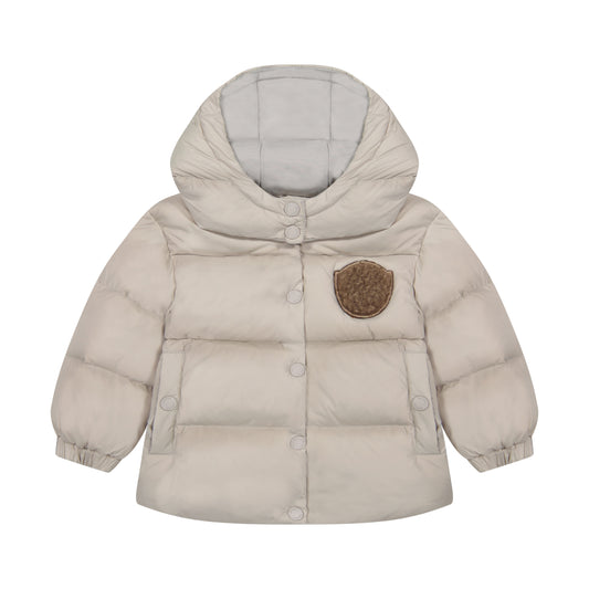 Baby Jacket with Furry Patch - Stone