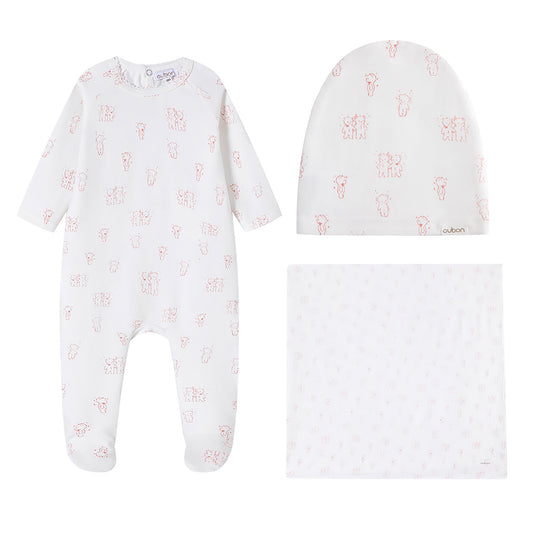 Teddy All Over Print 3pc Set - Pink