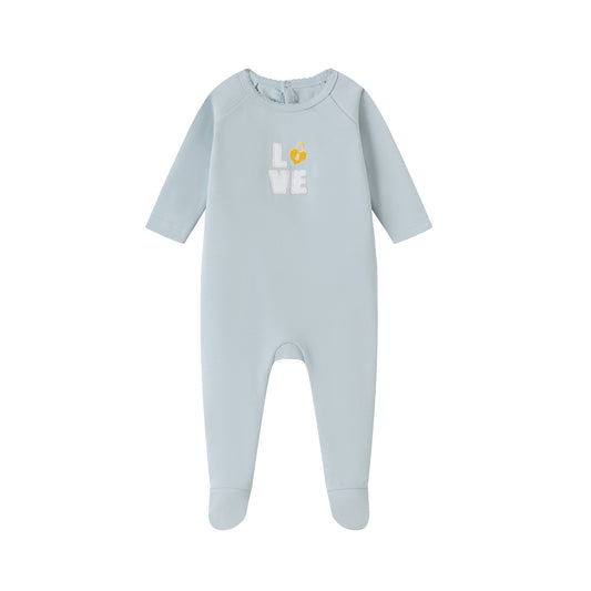 Love Patchwork Footie/Hat - Blue
