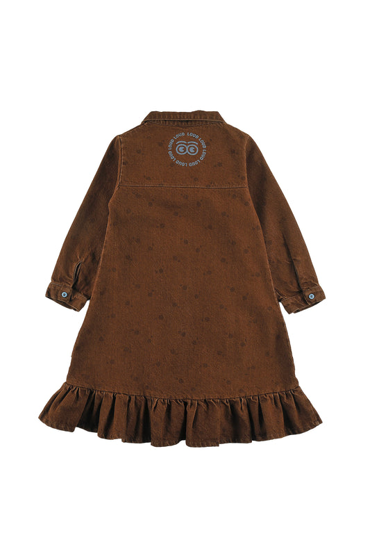 Speed Button Dress - Choco/ Polka dot