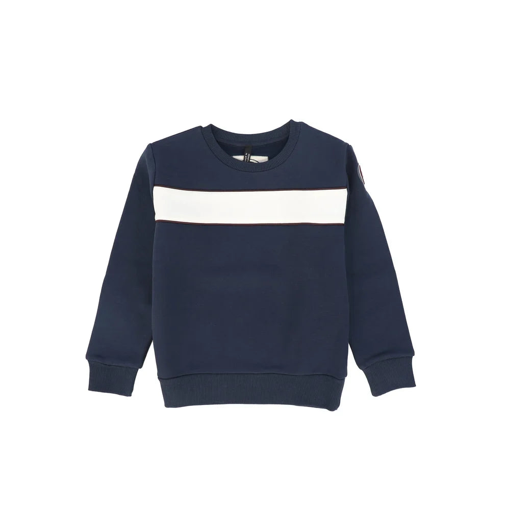 Crewneck With Piping - Navy Blue