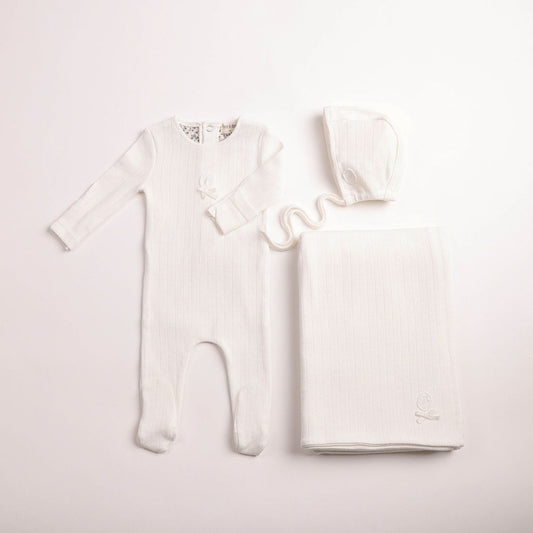 Sweet Classic Pointelle 3pc Set - Linen Boys