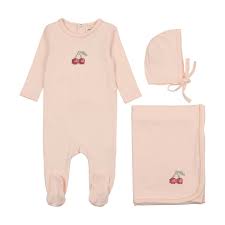 Embroidered Cherry 3pc Set - Pink