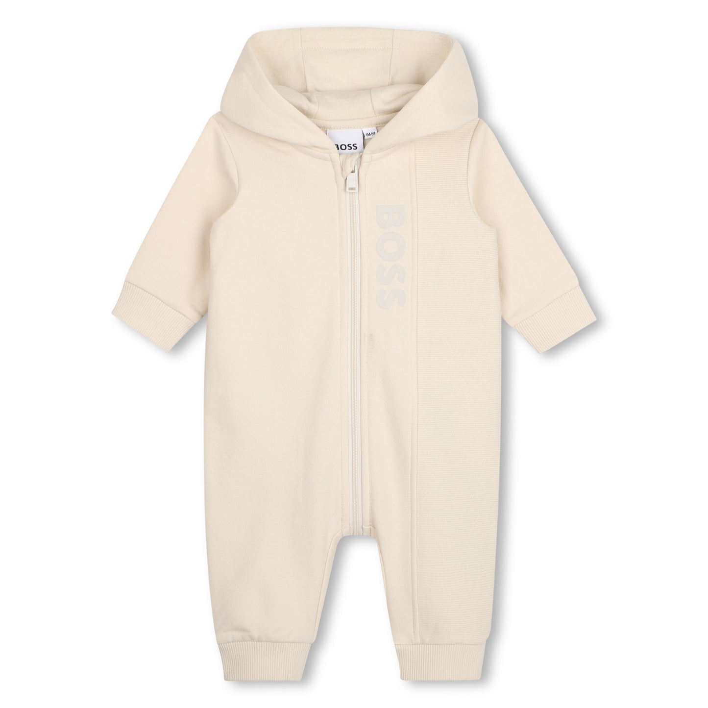 Hooded Footie With Zip Front J53296 - Beige