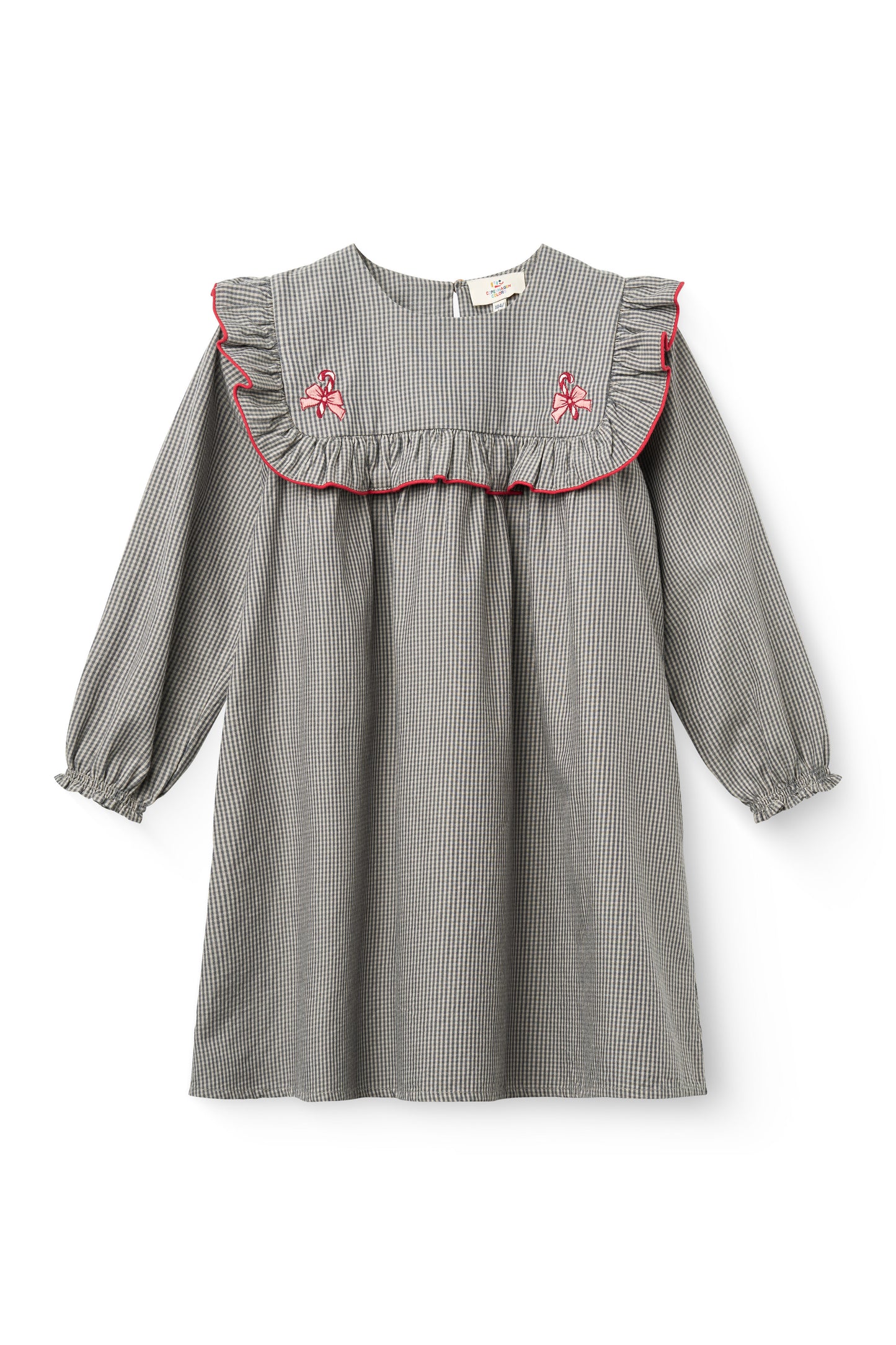 Checkered Dress W. Ruffle - Grey