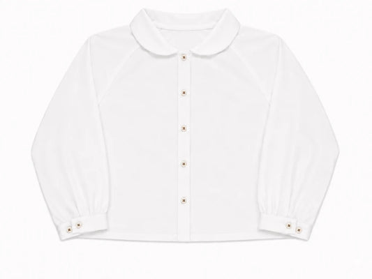 Peter Pan Brushed Cotton Shirt - Navy
