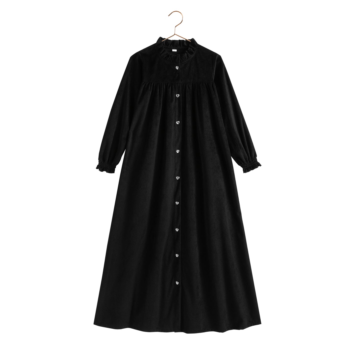 Isla Maxi Velvet Ribbed Dress - Black