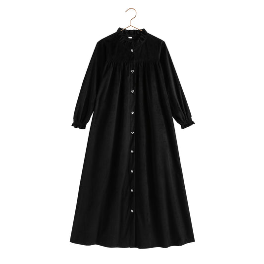 Isla Maxi Velvet Ribbed Dress - Black