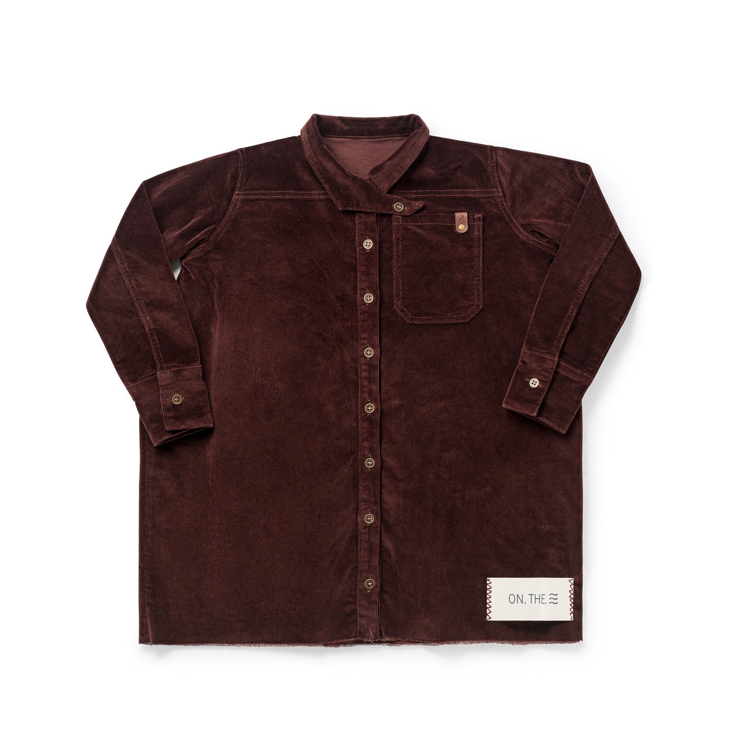 Pleat Detail Shirt Dress — Brick Corduroy