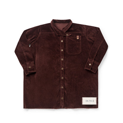 Pleat Detail Shirt Dress — Brick Corduroy