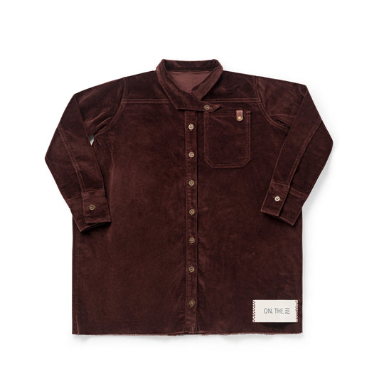 Pleat Detail Shirt Dress — Brick Corduroy
