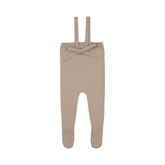 Knit Tied Suspender Overalls - Taupe