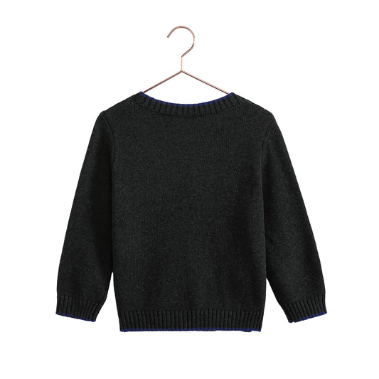 Lucas Boys Cardigan Sweater - Gray/Navy