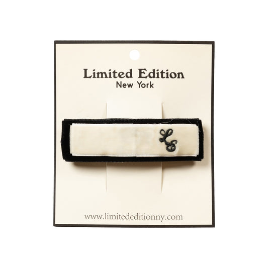 Two Tone Velvet Barrette - Ivory and Black