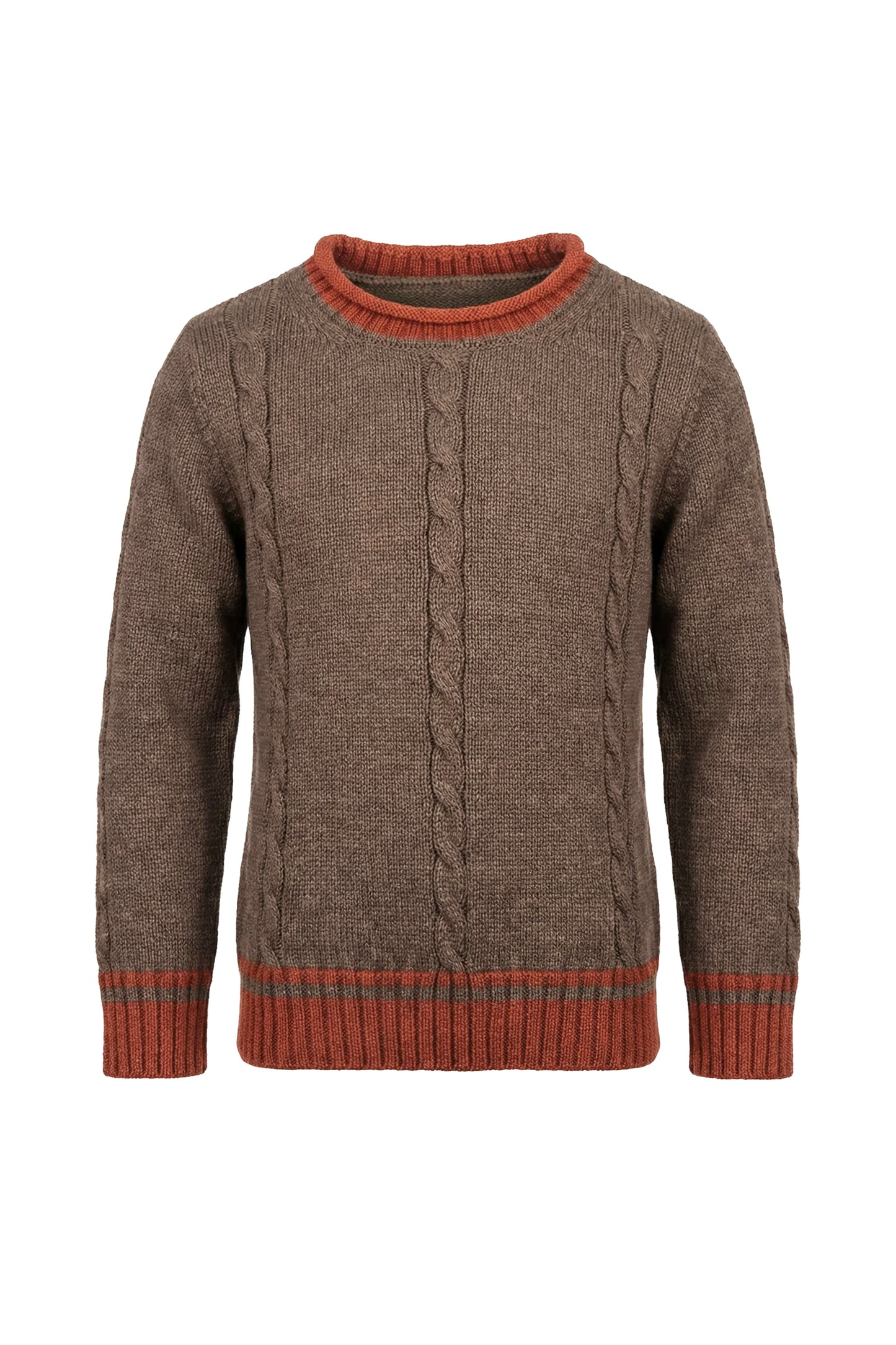 Cable Sweater - Brown/ Terracota