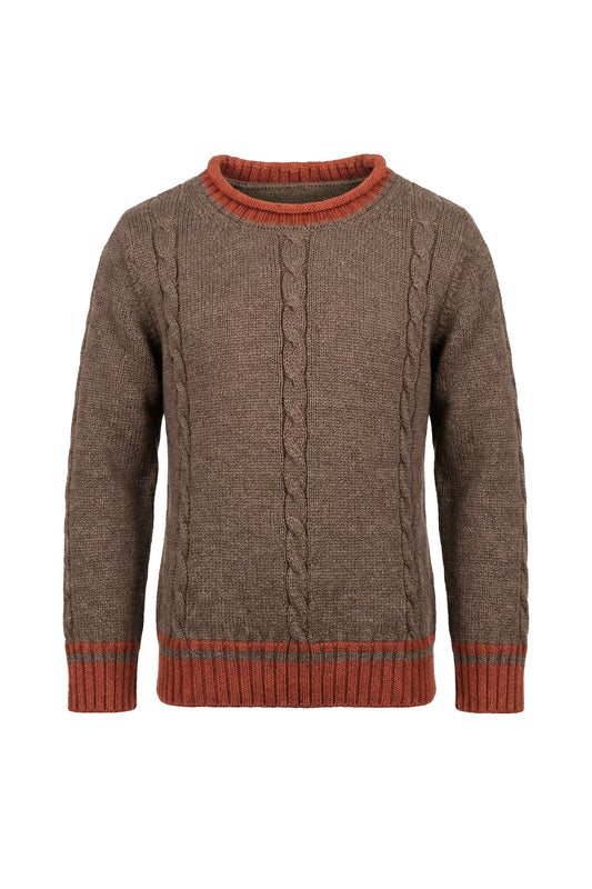 Cable Sweater - Brown/ Terracota