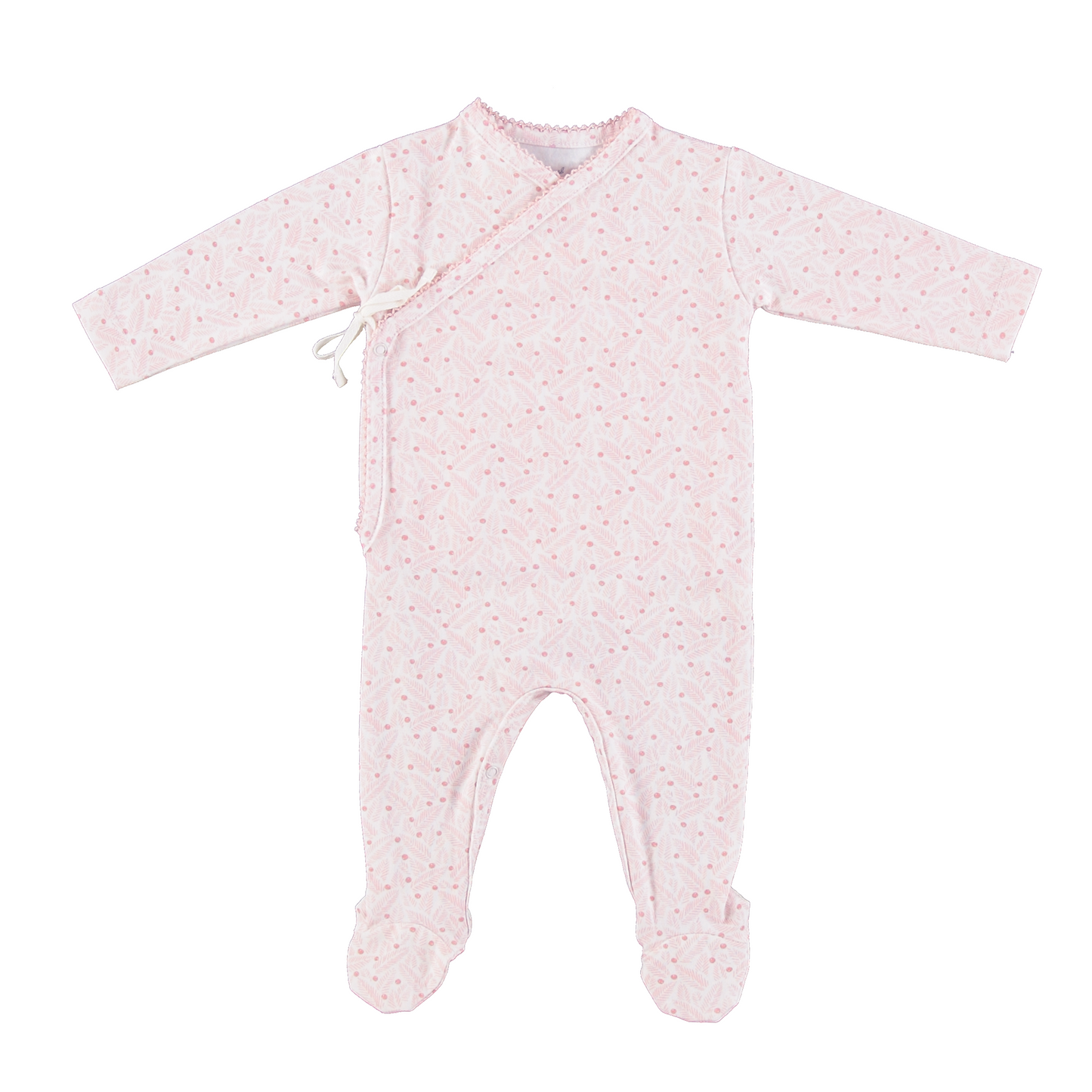Idra Overall And Bonnet - Pink Leaves