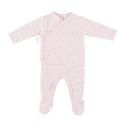 Idra Overall And Bonnet - Pink Leaves