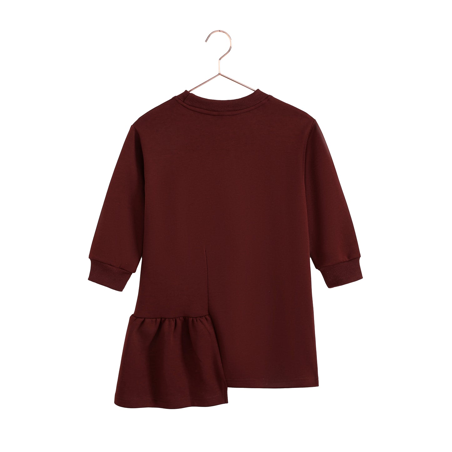 Arden Scuba Side Ruffle Dress - Cranberry
