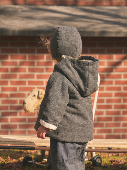 Wool Hooded Coat - Charcoal
