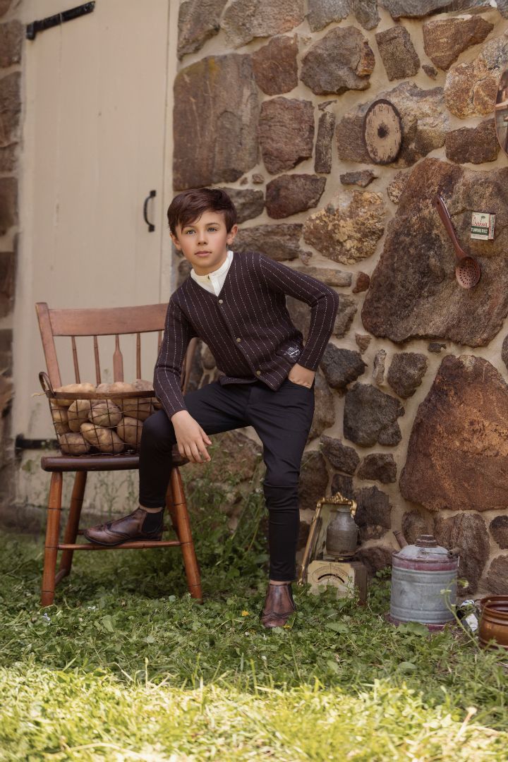 Pinstripe Sweater - Brown