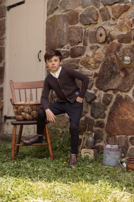 Pinstripe Sweater - Brown