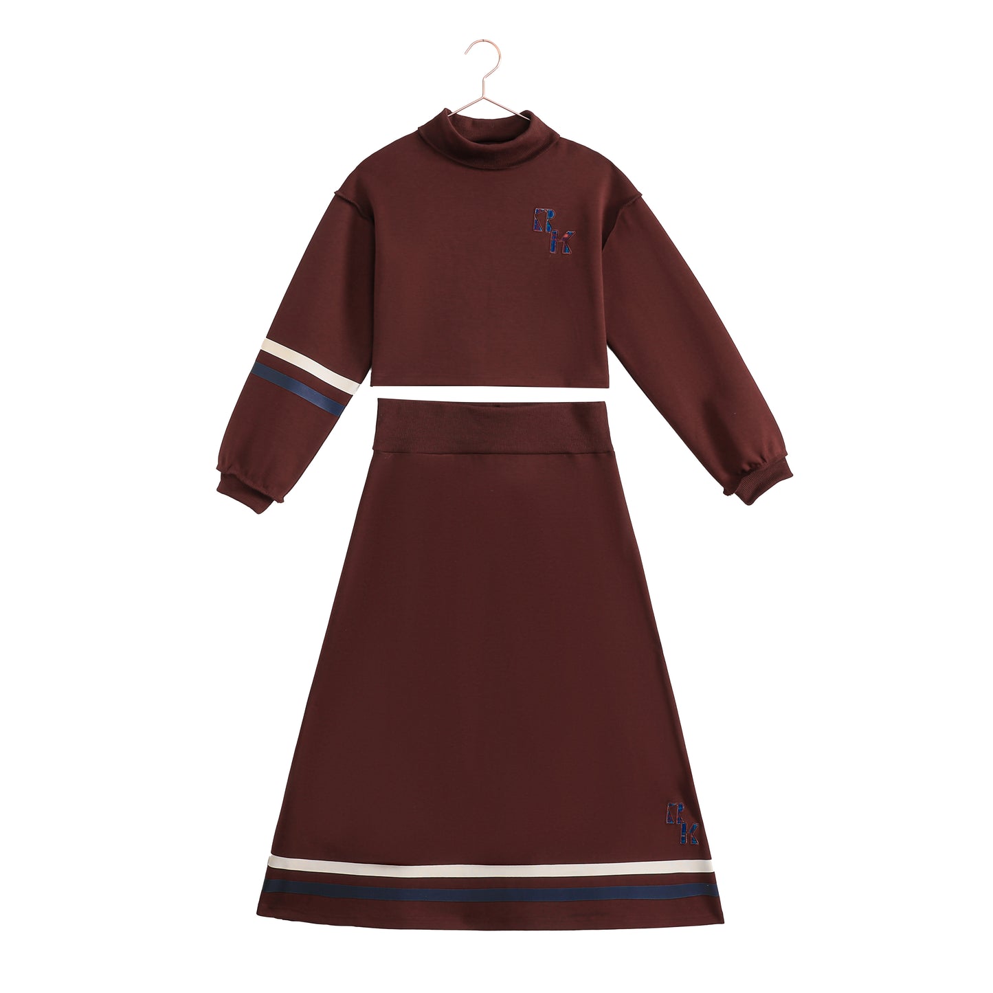 Arden Scuba Crop Top & Skirt Teen Set - Cranberry