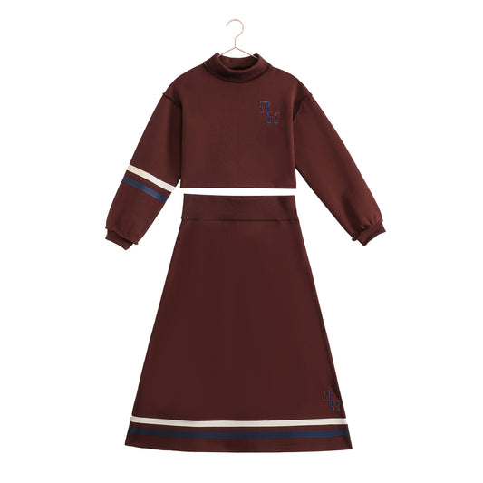Arden Scuba Crop Top & Skirt Teen Set - Cranberry