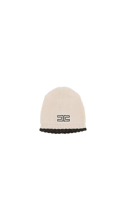 Knit onepiece/ Hat  (ENCP086) - Milk/Black (sold with blanket only)