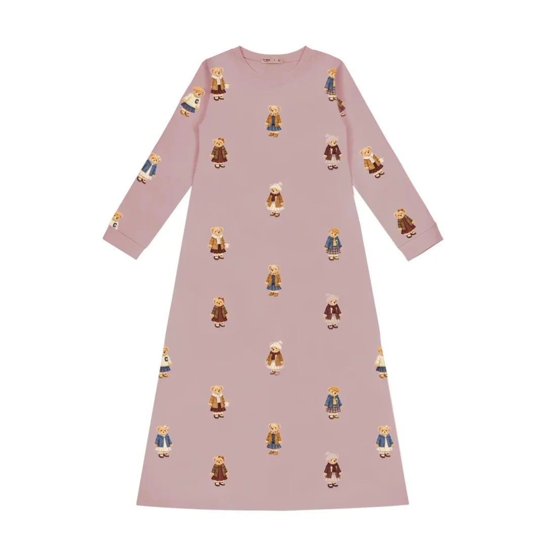 Teddy Pattern Lounge Nightgown - Dusk