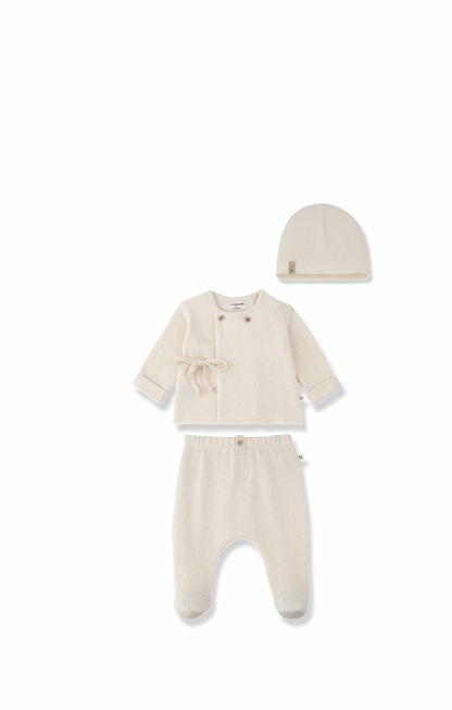 Pessac NB Shirt, Legging, Hat Set - Ecru