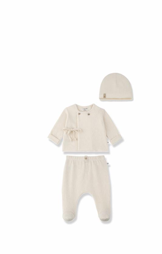 Pessac NB Shirt, Legging, Hat Set - Ecru