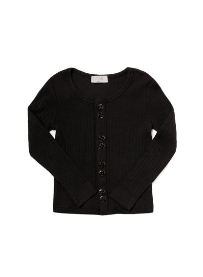 Pointelle Cardigan - Black