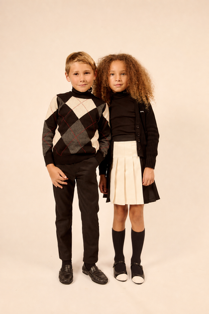 Two-tone Pleated Skirt - Black