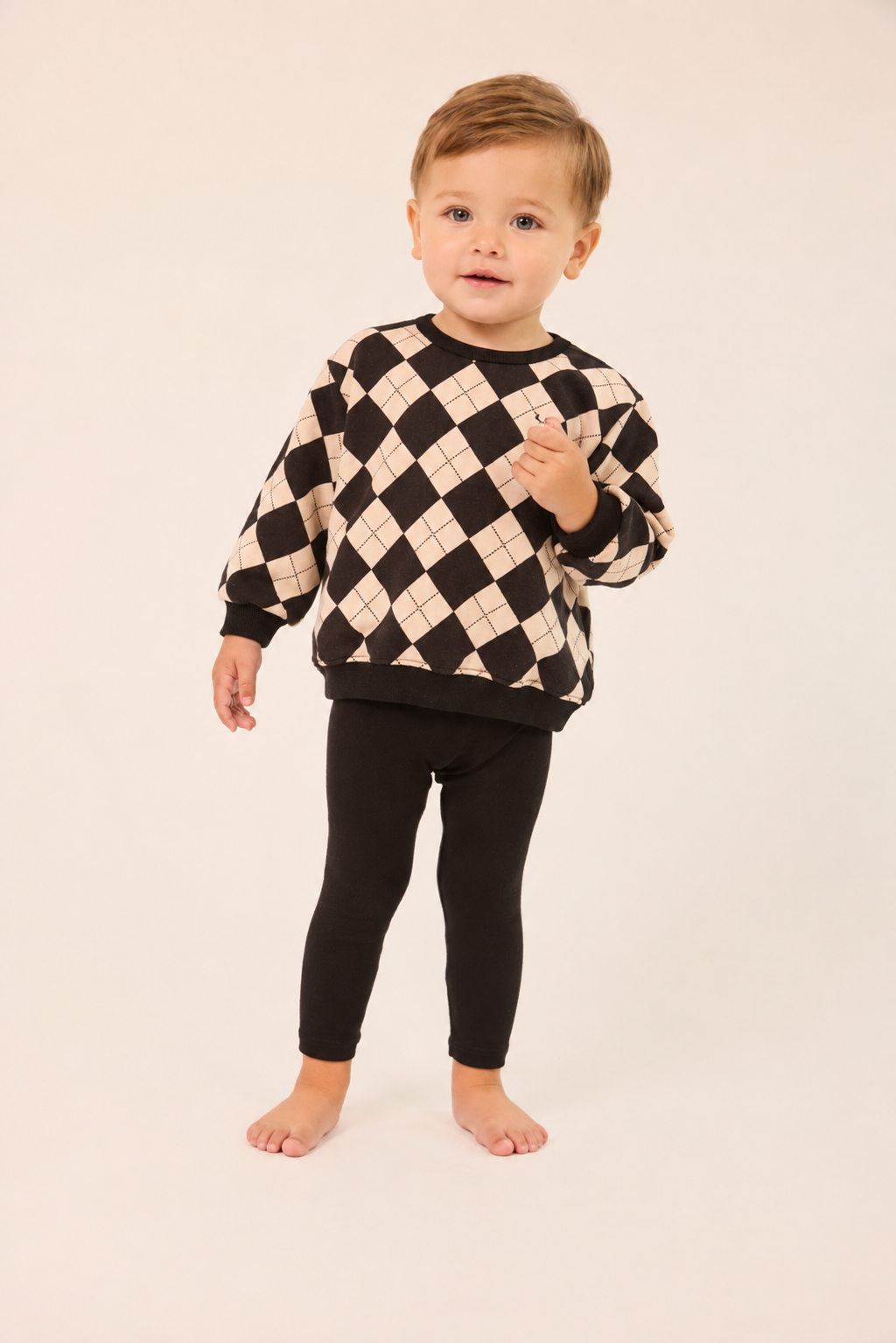 Toddler Argyle Sweatshirt Set and legging - Black