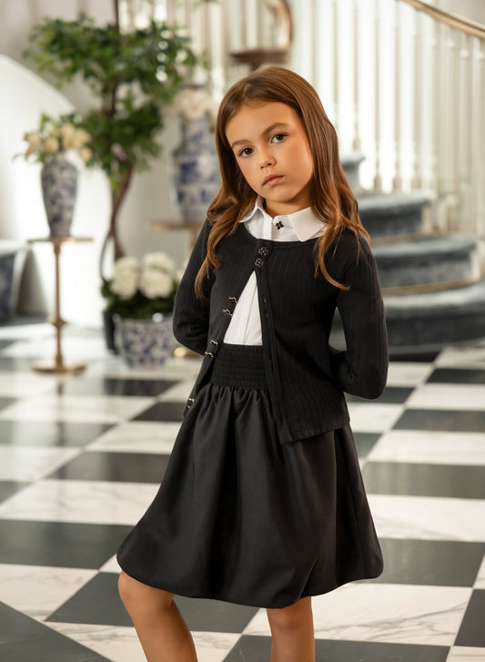 Pointelle Cardigan - Black