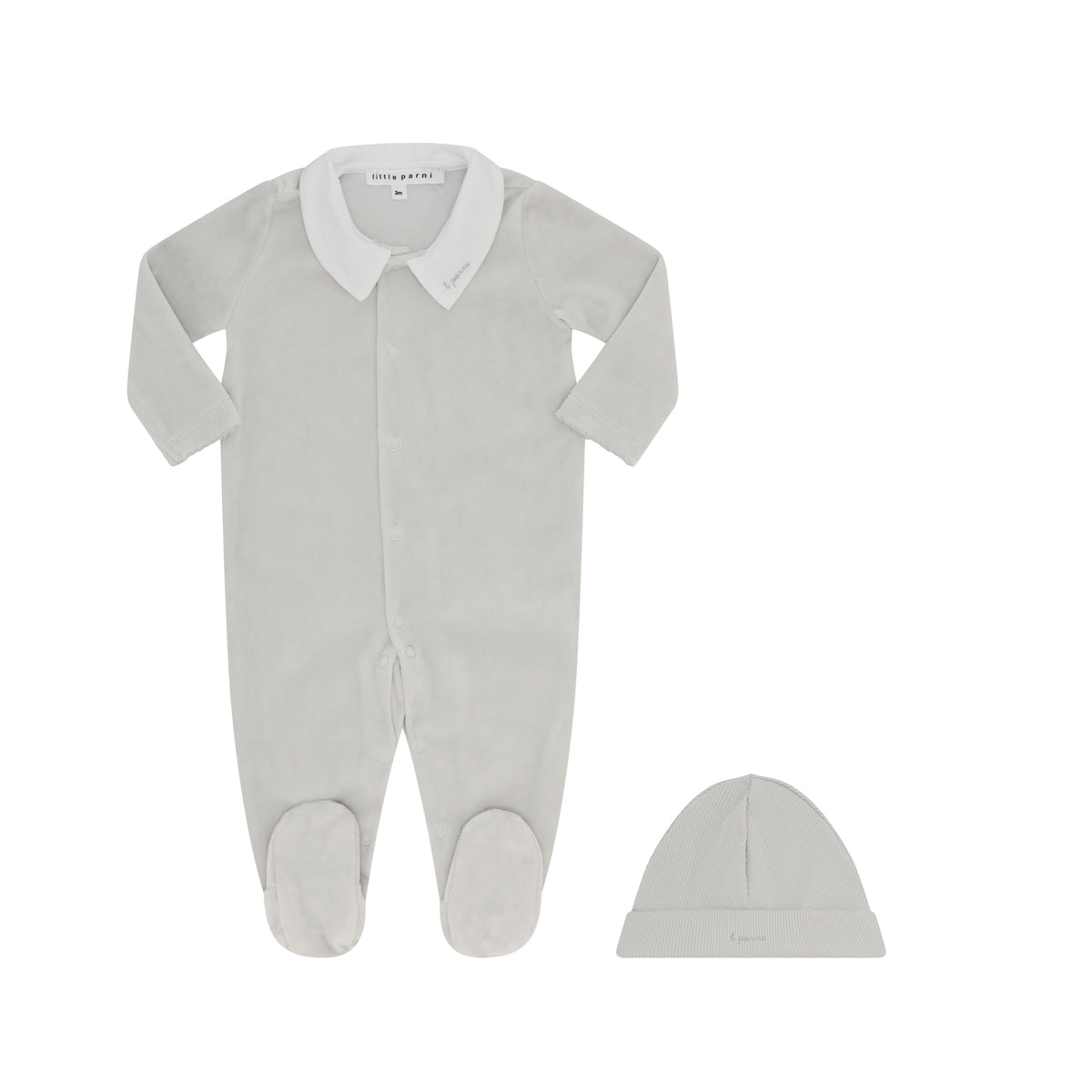 Petite Velour Footie Gift Set  - LT Blue