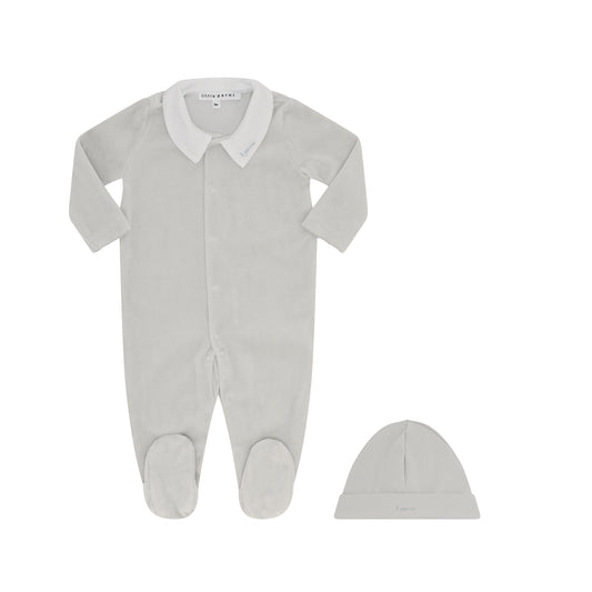 Petite Velour Footie Gift Set  - LT Blue