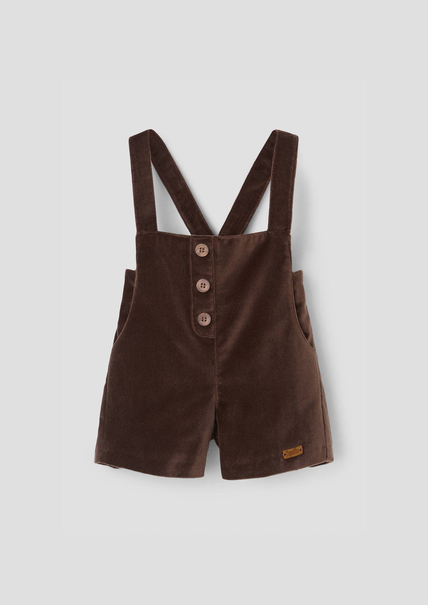 Velvet Dungarees With Crossover Straps And Pockets - Brown