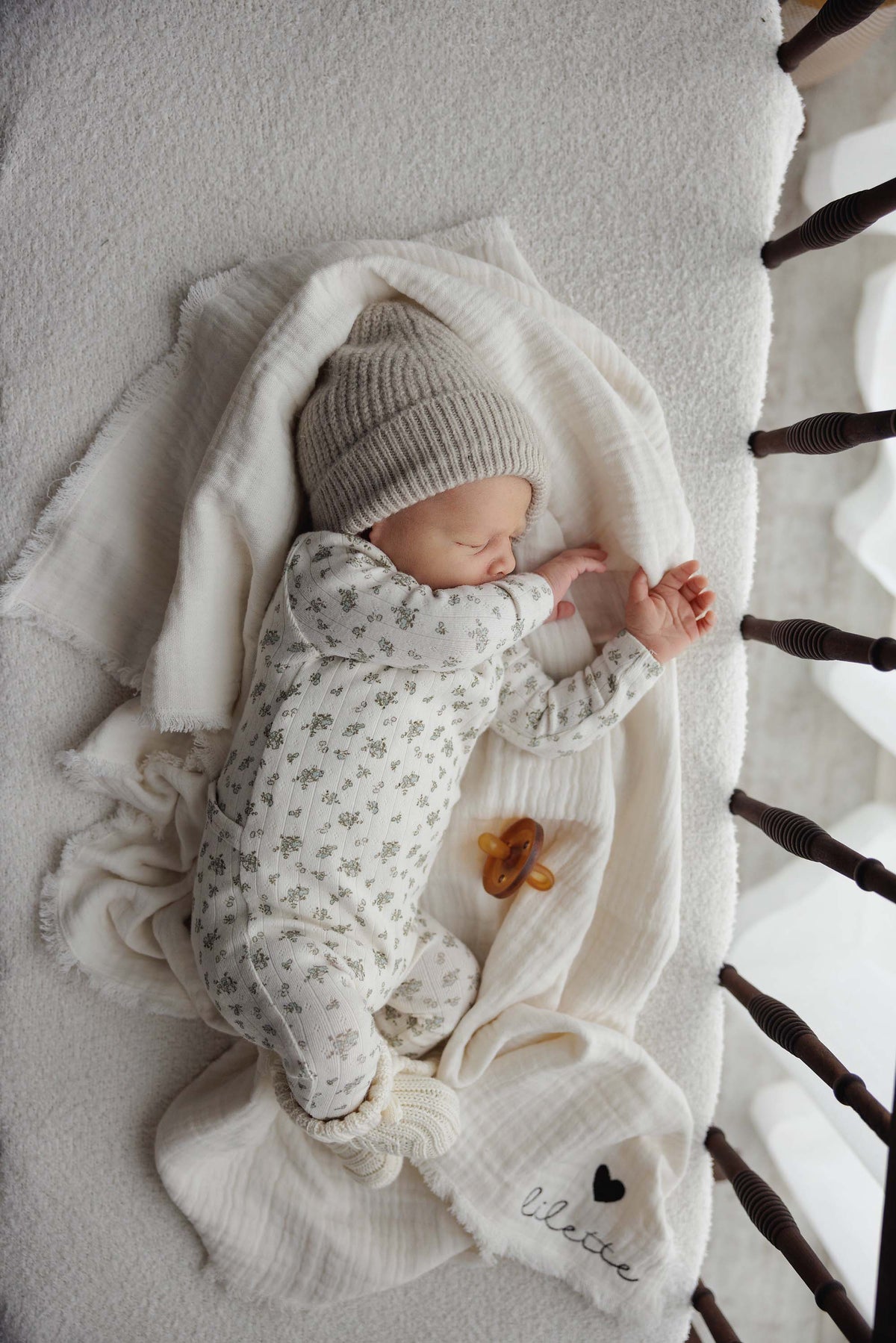 Garden Cluster Print Layette Set - Cream/Blue