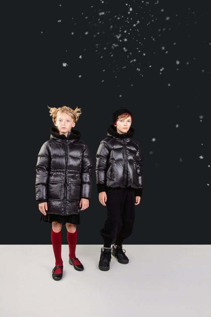 Knit Hood Puffer — Black