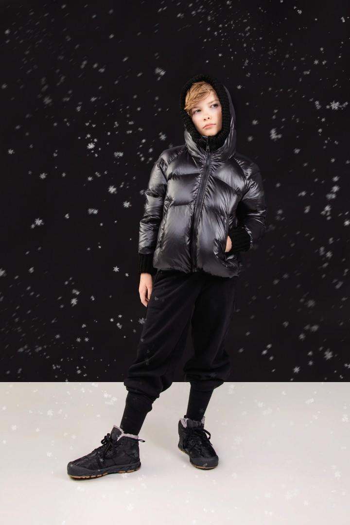 Knit Hood Puffer — Black