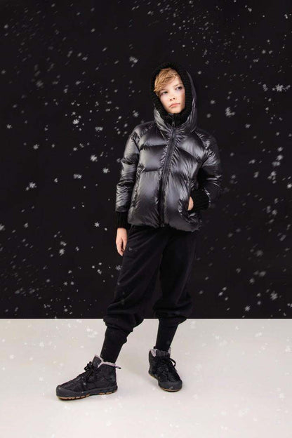 Knit Hood Puffer — Black