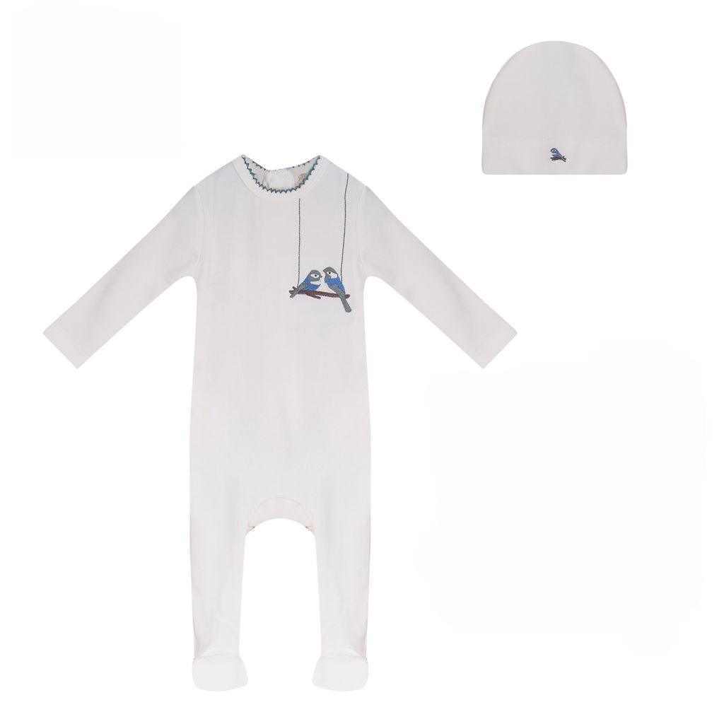 Bird Cotton, Footie  And Hat - White Boy