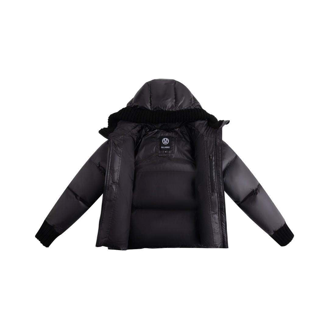 Knit Hood Puffer — Black