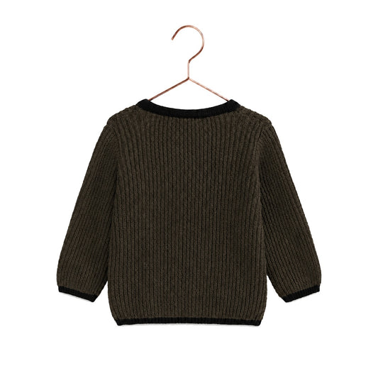 Lucas Baby Boy Knit Cardigan Sweater - Brown/Black