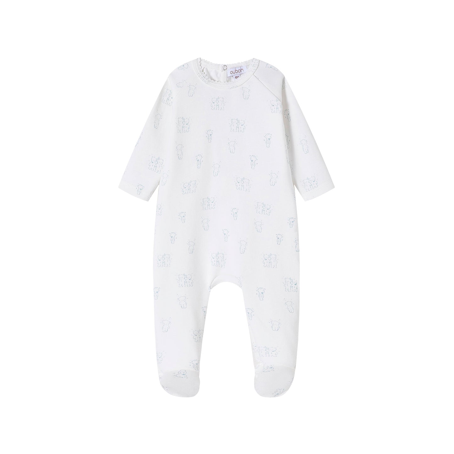 Teddy all Over Print footie/Hat - Blue
