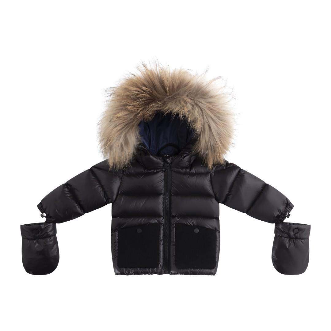 Fur Jacket — Black/Corduroy/Blue