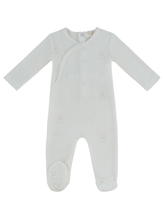 Petit Ours Pattern Footie - Stone