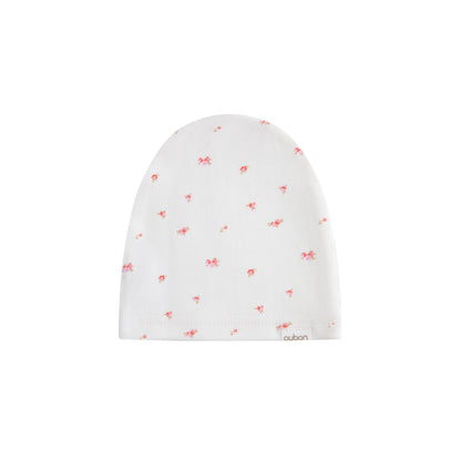 Red And Pink Floral Footie/Hat - Pink